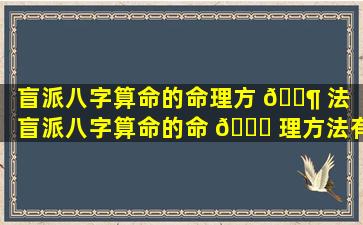 盲派八字算命的命理方 🐶 法（盲派八字算命的命 🐈 理方法有哪些）